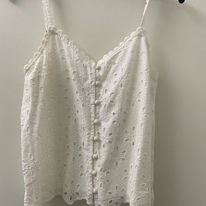 ABERCROMBIE & FITCH White Eyelet Lace adjustable Spaghetti Strap Tank Cami Small